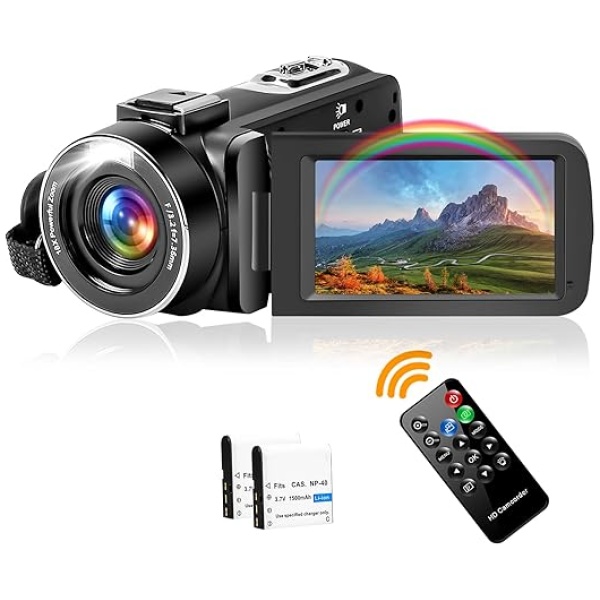 2.7K 42MP Video Camera Camcorder with LED Fill Light, 18X Digital Zoom Camera Recorder 3.0" LCD Screen Vlogging Camera for YouTube with Remote...