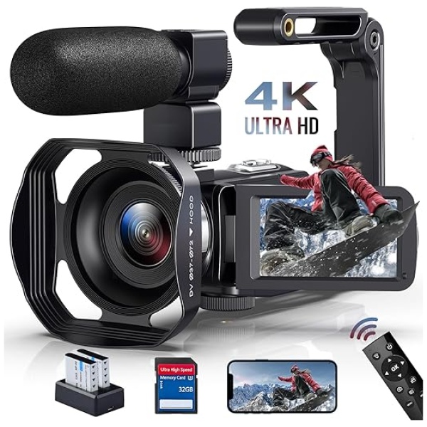 4K Video Camera Camcorder Ultra 48MP 18X Digital Zoom WiFi IR Night Vision Camcorder Vlogging Camera for YouTube 3.0 Inch Touch Screen with...