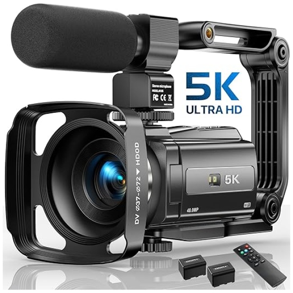 5K Video Camera Camcorder, 48MP UHD Wifi IR Night Vision Vlogging Camera for YouTube, 16X Digital Zoom Touch Screen Vlog Camera with External...