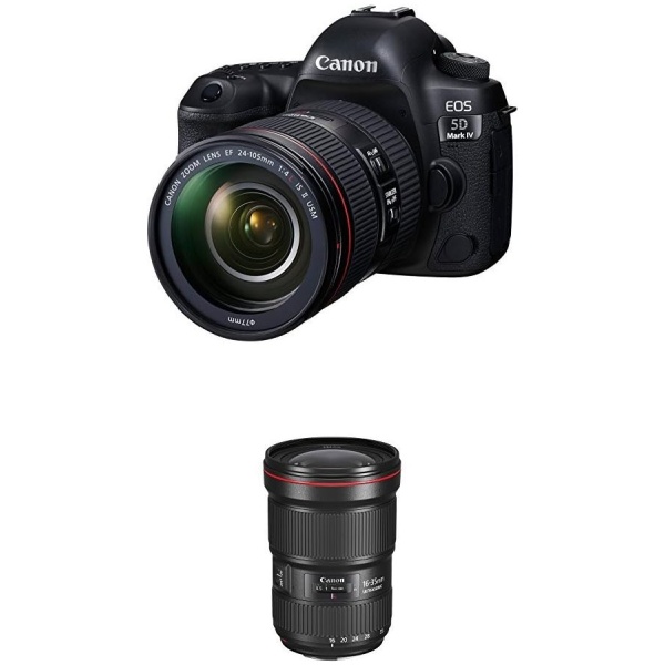 Canon EOS 5D Mark IV Full Frame Digital SLR Camera with EF 24-105mm f/4L IS II USM Lens Kit with Canon EF 16–35mm f/2.8L III USM Lens