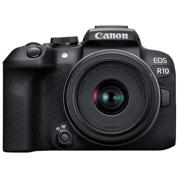 Canon EOS R10 RF-S18-45mm F4.5-6.3 is STM Lens Kit, Mirrorless Vlogging Camera, 24.2 MP, 4K Video, DIGIC X Image Processor, High-Speed Shooting,...