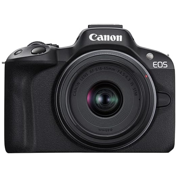 Canon EOS R50 Mirrorless Vlogging Camera (Black) w/RF-S18-45mm F4.5-6.3 is STM Lens, 24.2 MP, 4K Video, Subject Detection & Tracking, Compact,...