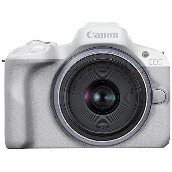 Canon EOS R50 Mirrorless Vlogging Camera (White) w/RF-S18-45mm F4.5-6.3 is STM Lens, 24.2 MP, 4K Video, Subject Detection & Tracking, Compact,...