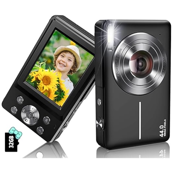 Digital Camera 2024 Newest 1080P 44MP Digital Cameras for Photography, Digital Point and Shoot Camera for Kids with 16X Zoom, Anti-Shake, Compact...