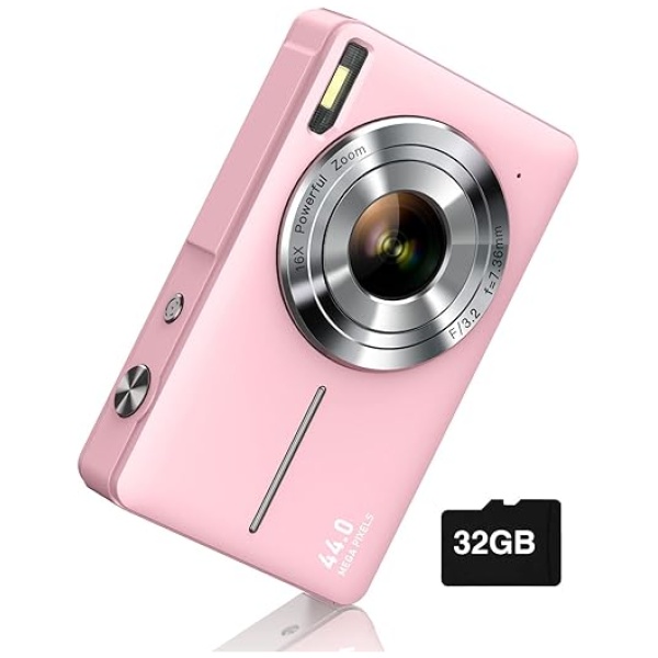 Digital Camera, FHD 1080P Camera, Digital Point and Shoot Camera with 16X Zoom Anti Shake, Compact Small Camera for Boys Girls Kids