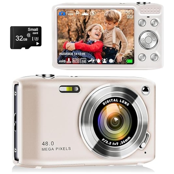 Digital Point and Shoot Camera, Compact Digital Camera with 2.88' IPS Screen 48MP 4K for Photo and Video, Small Digital Camera Support 16X Zoom...