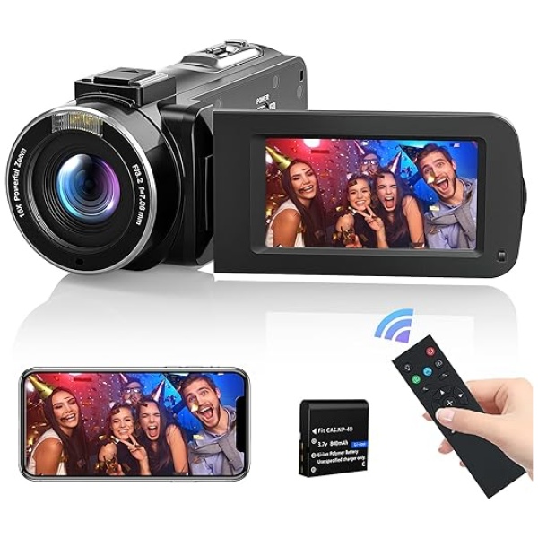 DSOEKEU Video Camera Camcorder 1080P 36 MP Full HD Video Camera for YouTube with WiFi Vlogging Camera IR Night Vision Digital Camera Recorder 16X...