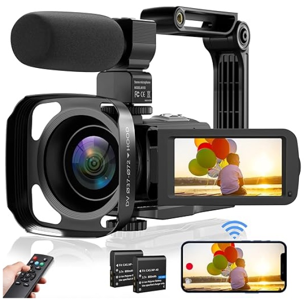 DSOEKEU Video Camera Camcorder 1080P HD 36MP Vlogging Camera 16X Digital Camera IR Night Vision Video Camera for YouTube with Handheld Stabilizer,...