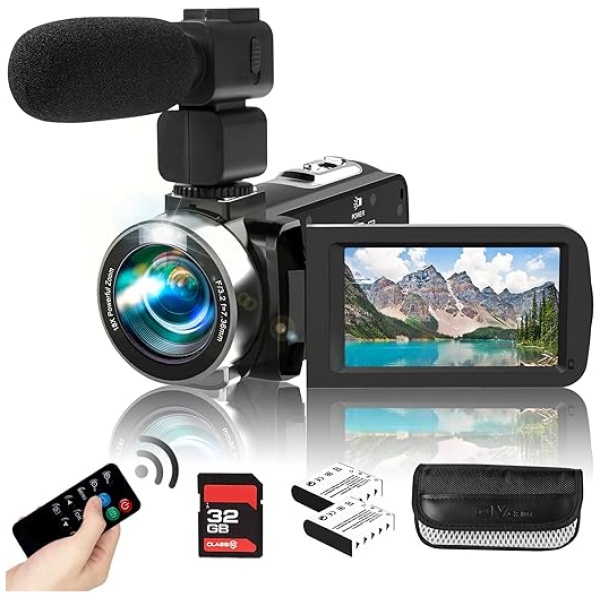 Heegomn Video Camera Camcorder with Microphone HD 2.7K Video Recorder Camera Vlogging Camera for YouTube Kids Camcorder with 3.0" LCD Screen,18X...