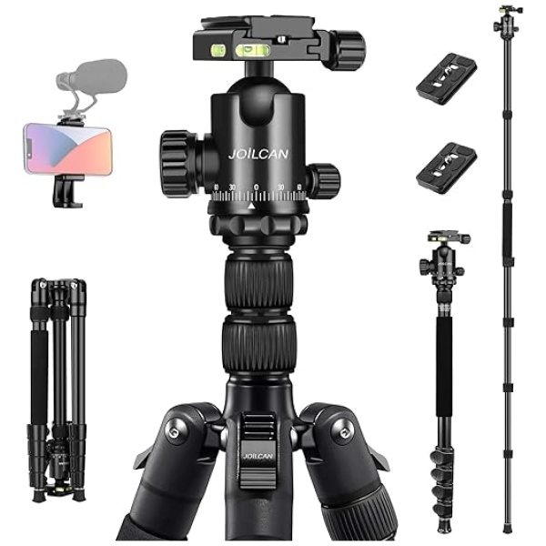 JOILCAN Tripod for Camera, 81" Camera Tripod Stand, 83 inches DSLR Tripods & Monopods, Heavy Duty Travel Tripod for Binoculars Laser Level Spotting...