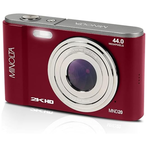 Minolta MND20 44 MP / 2.7K Ultra HD Digital Camera (Red)