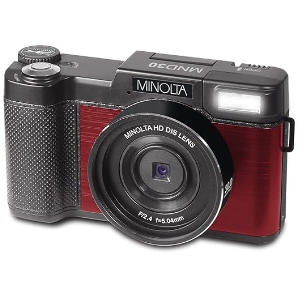 Minolta MND30 30 MP / 2.7K Ultra HD Digital Camera (Red)