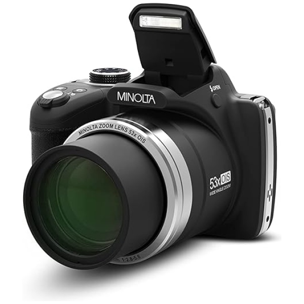 Minolta Pro Shot 16 Mega Pixel HD Digital Camera with 53x Optical Zoom, Full 1080p HD Video & 16GB SD Card, MN53Z, Black