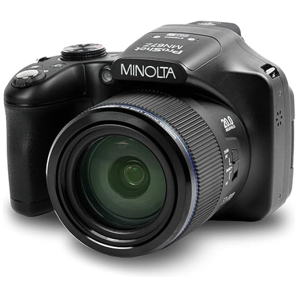 Minolta Pro Shot 20 Mega Pixel HD Digital Camera with 67X Optical Zoom, Full 1080P HD Video & 16GB SD Card, Black