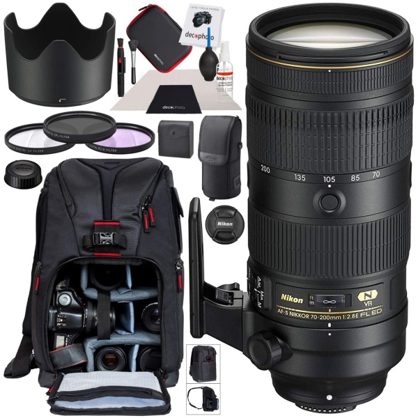 Nikon AF-S NIKKOR 70-200mm f/2.8E FL ED VR Telephoto Zoom Lens (20063) for Nikon F Mount DSLR Camera Bundle with Deco Gear Photography Backpack +...