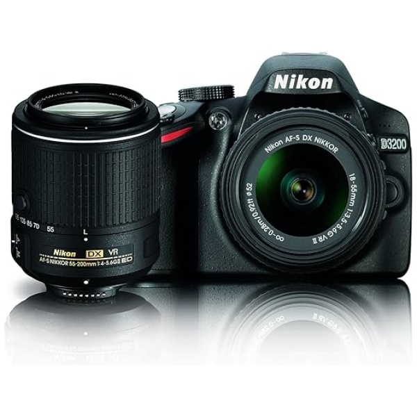 Nikon D3200 24.2 MP CMOS Digital SLR Camera with 18-55mm and 55-200mm VR DX Zoom Lenses Bundle