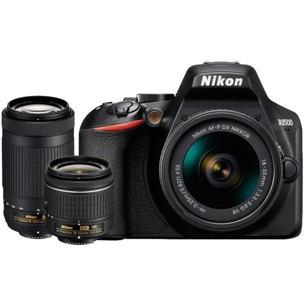 Nikon D3500 DX-Format DSLR Two Lens Kit with AF-P DX NIKKOR 18-55mm f/3.5-5.6G VR & AF-P DX NIKKOR 70-300mm f/4.5-6.3G ED, Black