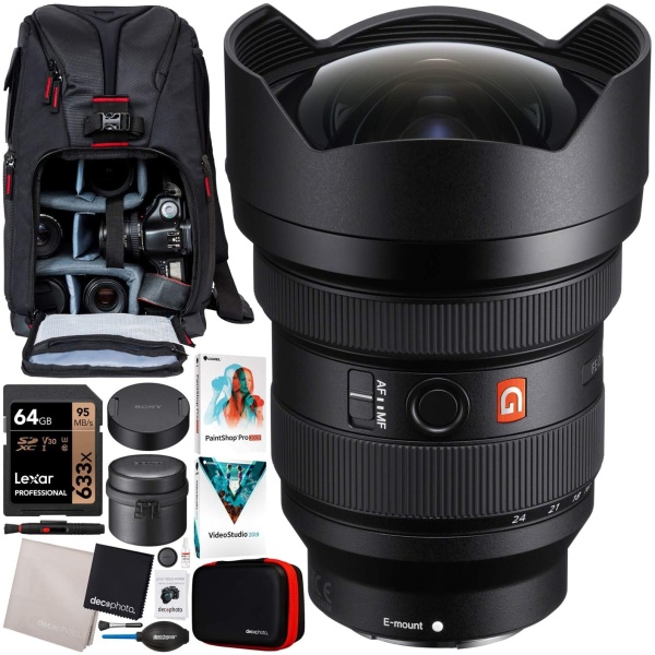 Sony FE 12-24mm F2.8 GM G Master Full Frame Ultra-Wide Zoom E-Mount Lens SEL1224GM for Mirrorless Cameras Bundle with Deco Gear Photography Sling...