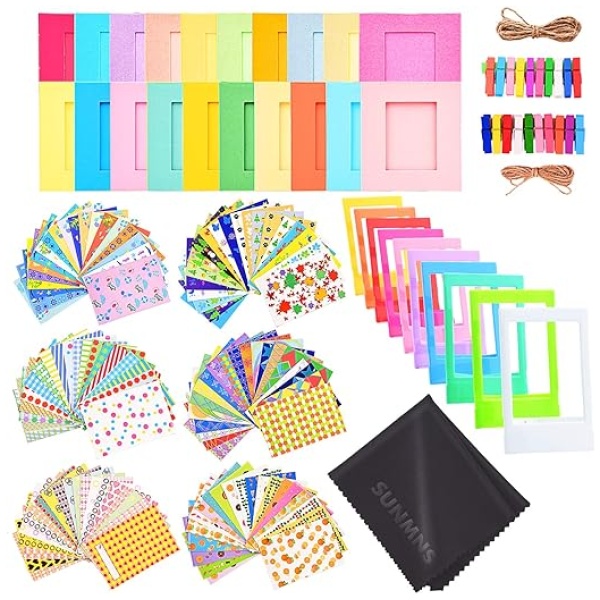 Sunmns Colorful Bundle Kit Accessories Set Compatible with Instax Mini 12 11 9 8 90 70 Camera, Accessory Include Film Stickers, Desk Frames,...