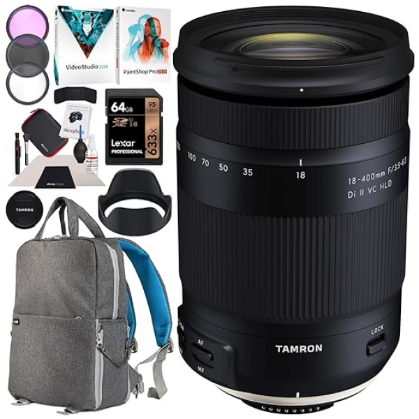 Tamron 18-400 Di II VC HLD Model B028 Ultra Telephoto High Power All in One Zoom Lens for Nikon Mount DSLR Cameras Bundle with 72mm Filter Set +...