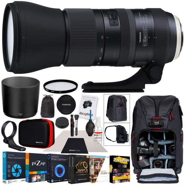 Tamron SP 150-600mm F/5-6.3 Di VC USD G2 Zoom Lens A022 for Canon EF-Mount Full Frame and APS-C DSLR Cameras Bundle with Deco Gear Backpack +...