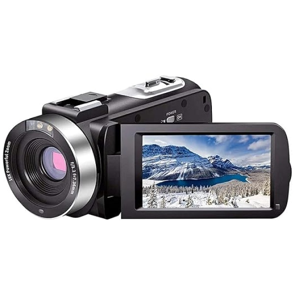 Video Camera Camcorder Full HD 1080P 30FPS 24.0 MP IR Night Vision Vlogging Camera Recorder 3.0 Inch IPS Screen 16X Zoom Camcorders Camera Remote...