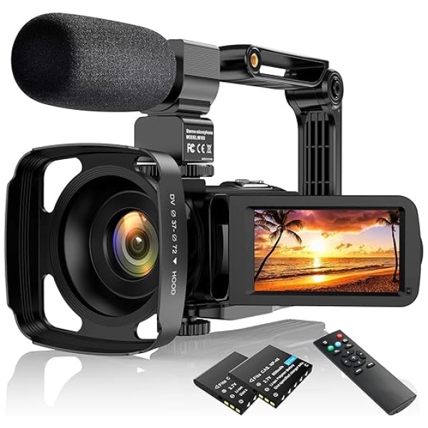 Video Camera Camcorder UHD 2.7K 30FPS 36MP IR Night Version Vlogging Camera Recorder 16X Digital Zoom Camera with 3.0 Inch Touch Screen，Microphone,...