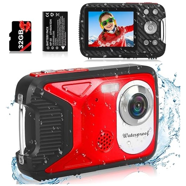 Waterproof Digital Camera with 32GB Card HD 1080P 36MP Compact Digital Camera for Kids Point and Shoot Camera Portable Camera for Teens Students...