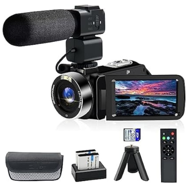 YEEIN 4K Video Camera, Camcorder with IR Night Vision, WiFi Digital Camera for Video Recording, 3" Touch Screen 18X Digital Zoom, Vlogging Camera...